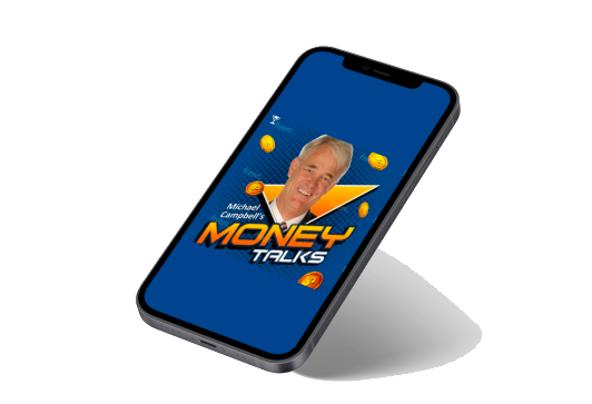 MoneyTalks podcast phone mockup